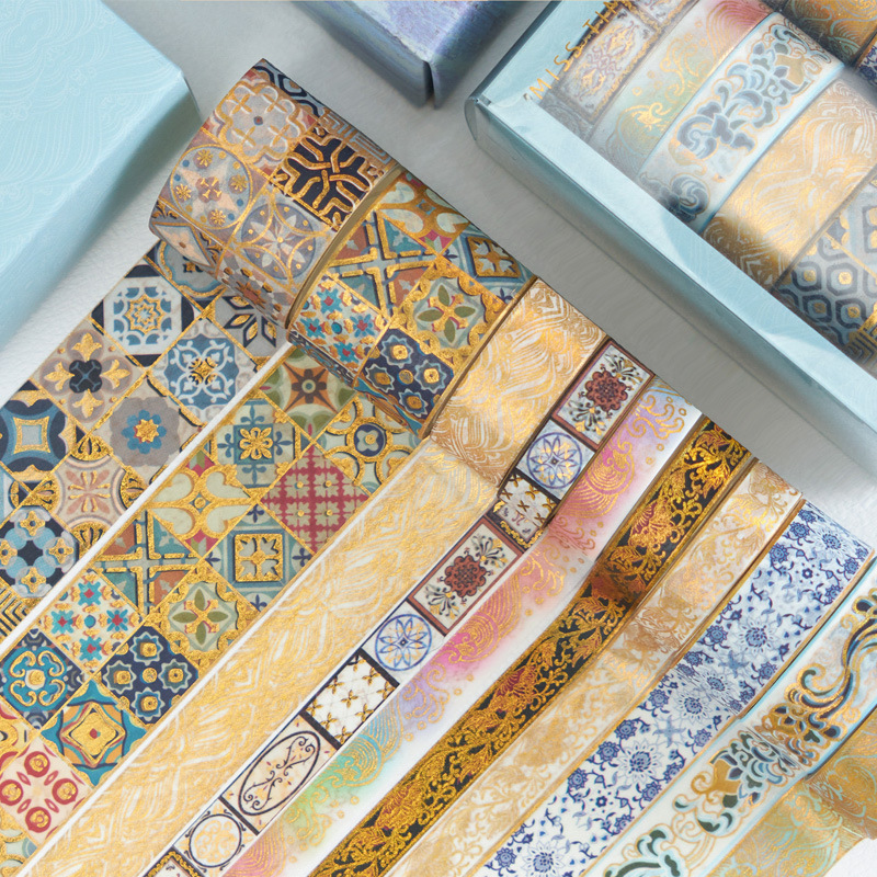 Picture of Pick up light and paper hand account tape wholesale bronzing creative retro diy stickers decorative material tape suit 10 rolls