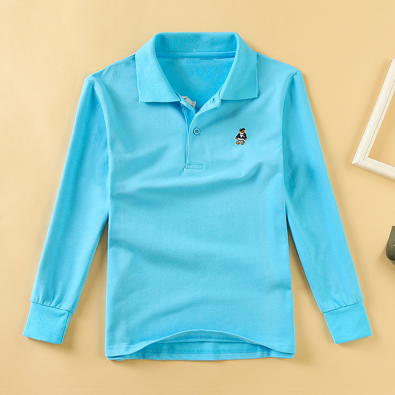 Picture of Children's long-sleeved polo kidsT-shirt 2025 spring and autumn pearl cotton cotton stretch breathable long-term goods
