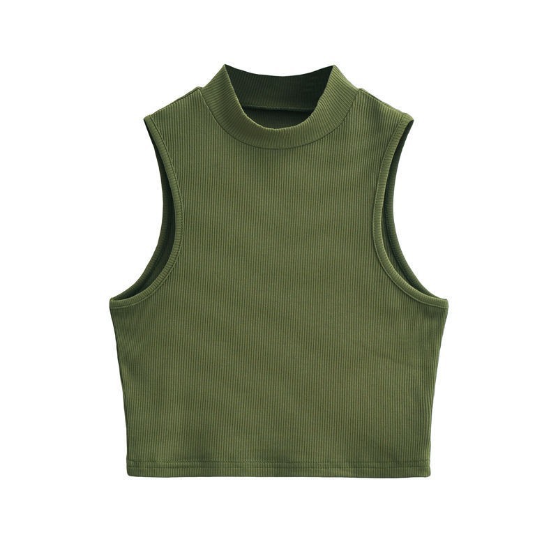 Picture of European and American style hot girl half turtleneck vest women's summer outer wear ins sleeveless short navel inner top bottoming shirt