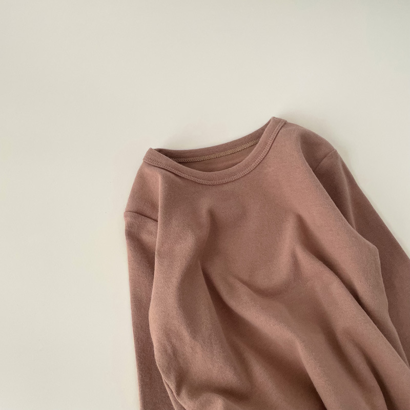 Picture of Children's Pure Cotton Thermal Underwear Boys' Bottoming Shirt Autumn and Winter Girls' Autumn Clothes Single-Piece Top Mid-Children's Half-High Collar Baby