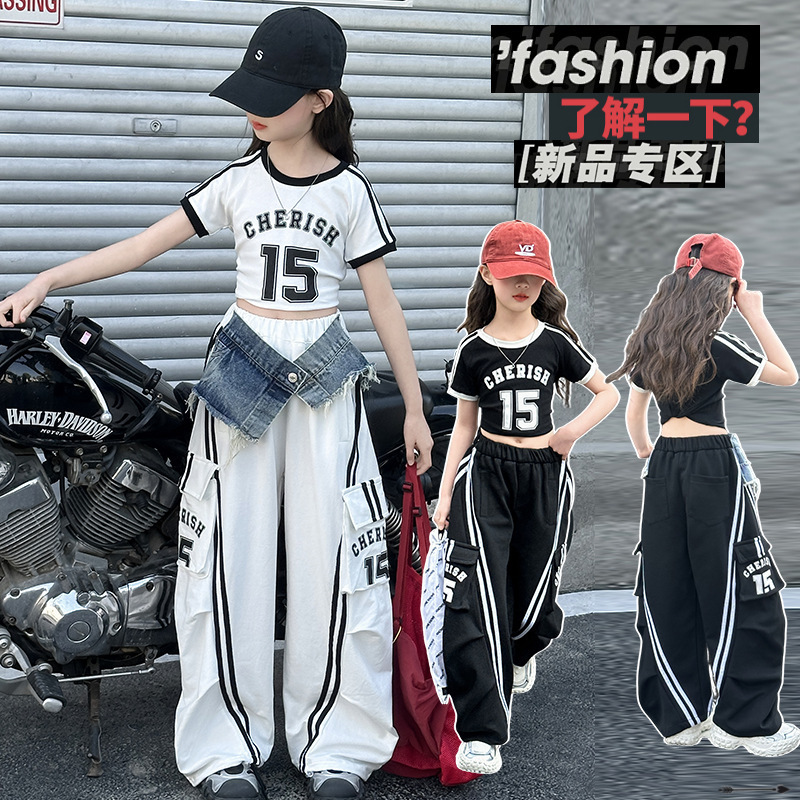 Girls' Stylish Cargo Pants Summer Thin American Style High-Waisted Jazz Dance Casual Long Pants 2025 New Summer Wear