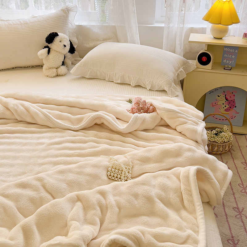 Picture of Class A Maternal and Infant Grade Rabbit Blanket Thickened Warm Milk Blanket Rabbit Plush Air-conditioning Blanket Nap Blanket Cover Blanket