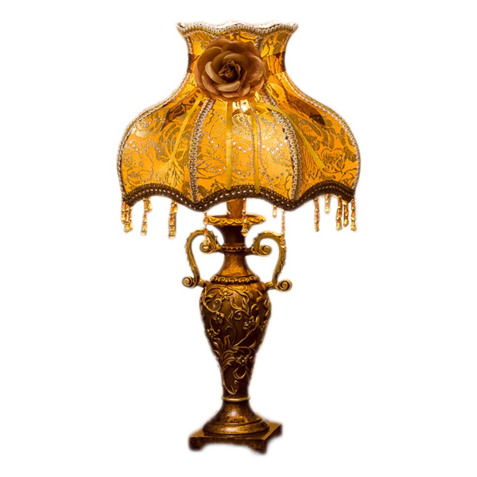 European Style Retro Table Lamp Bedroom Wedding Wedding American Style Fabric Table Lamp Wedding Room Living Room Antique Bedside Table Lamp