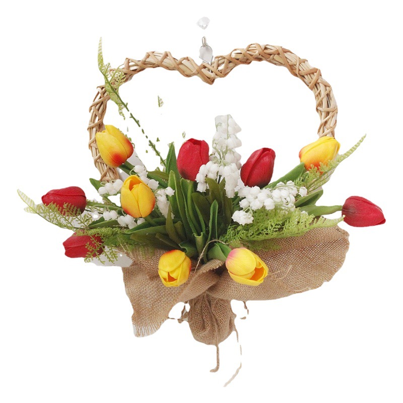 Picture of Amazon Spring New Tulip Red Rose Carnation Love Garland Wall Hanging Door Decoration Valentine's Day Mother's Day