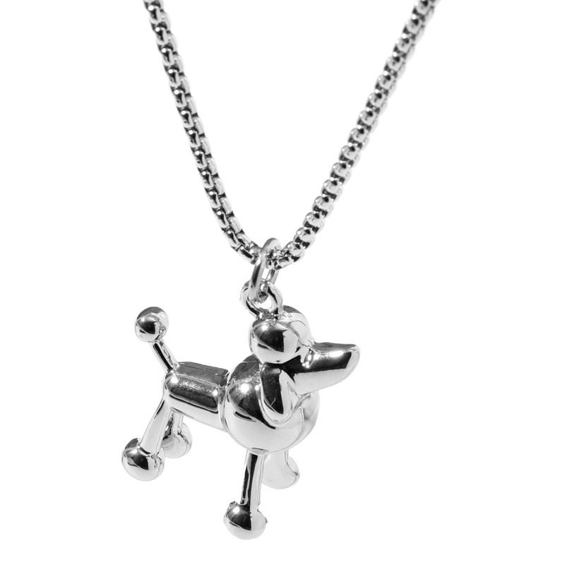 European and American 3D Puppy Poodle Pendant, Cute Cartoon Lady Dog Necklace, Trendyy Jewelry Accessories