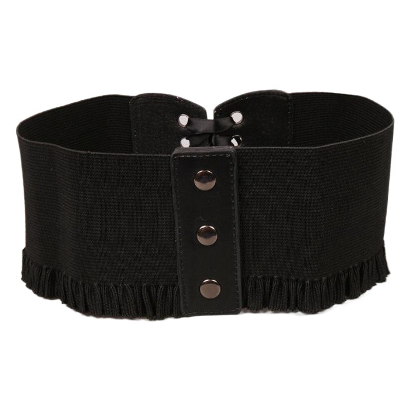 Simple All-Match Elastic Waist Belt Women's Wide Dress Stretch Retro Waist Seal Strap Fashion Decorative Black