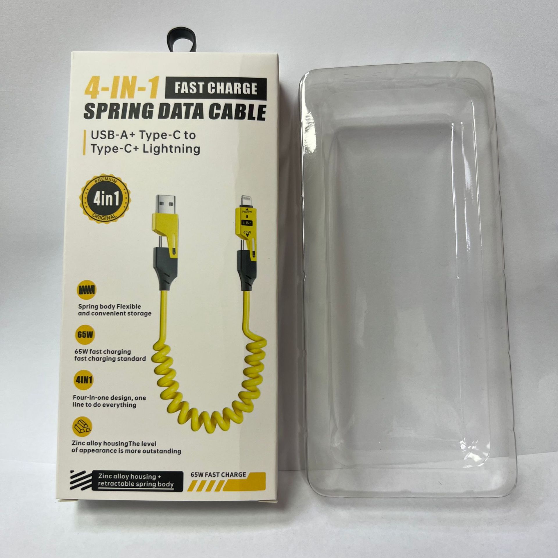 The new spring data line packaging box 65W 27W two drag two fast charging data line packaging in stock supply