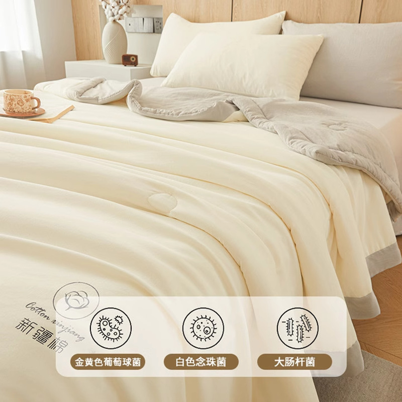 Picture of Xinjiang Pure Cotton Summer Cool Quilt Summer Air-Conditioned Quilt Double Thin Quilt Dormitory Single Student Machine Washable Quilt Core