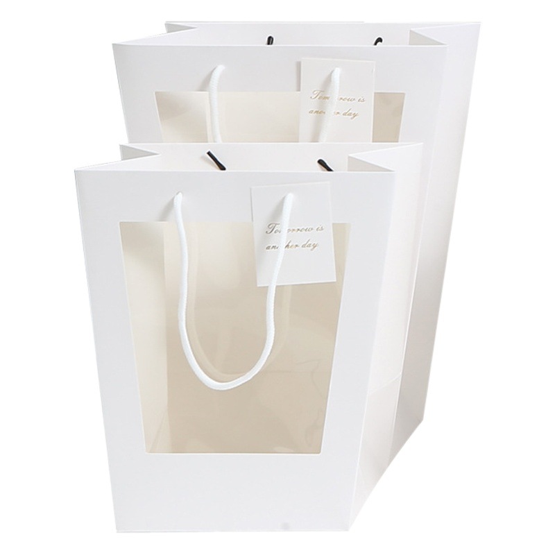 Transparent Tote Bag Flower Wedding Packaging Bag Valentine's Day Birthday Gift Window Opening Light Luxury Gift Bag in stock