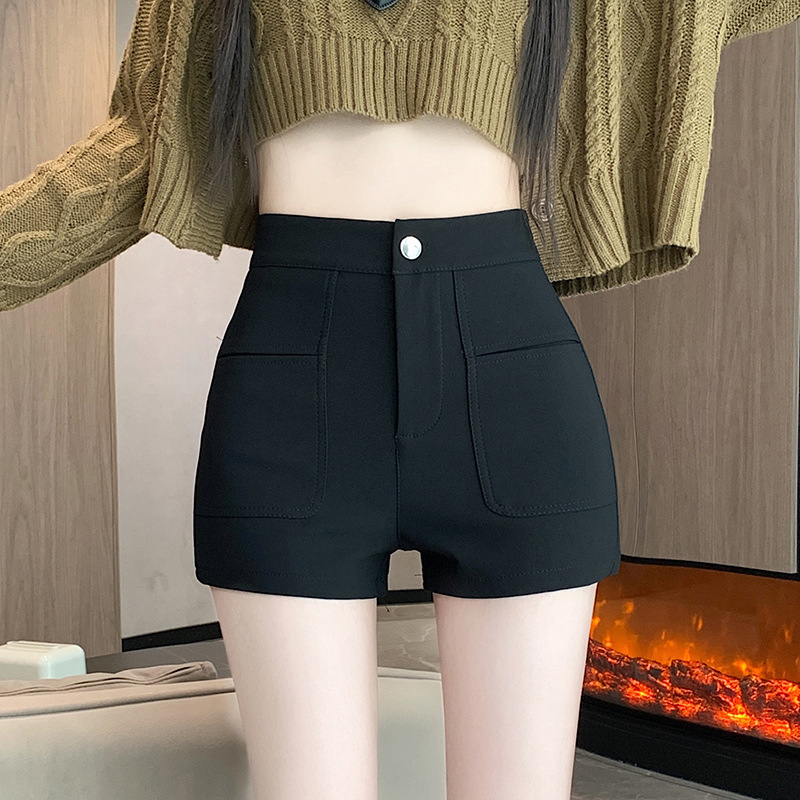 High Waist Black Suit Shorts Women's 2024 New Autumn and Winter Small Men's Base Slimming Outer Wear Stretch Hot Girl Boots Pants