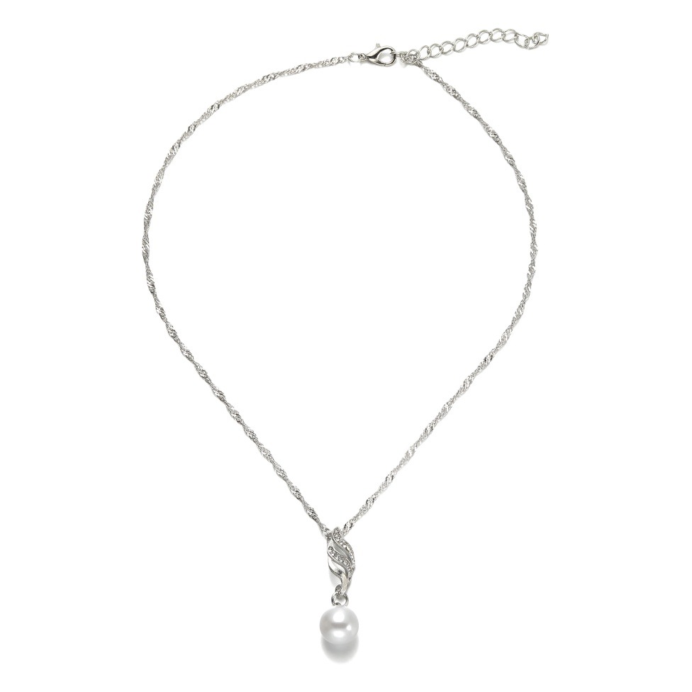 Cross-border European and American simple style bridal wedding jewelry suit temperament fashion pearl diamond twist chain earrings necklace