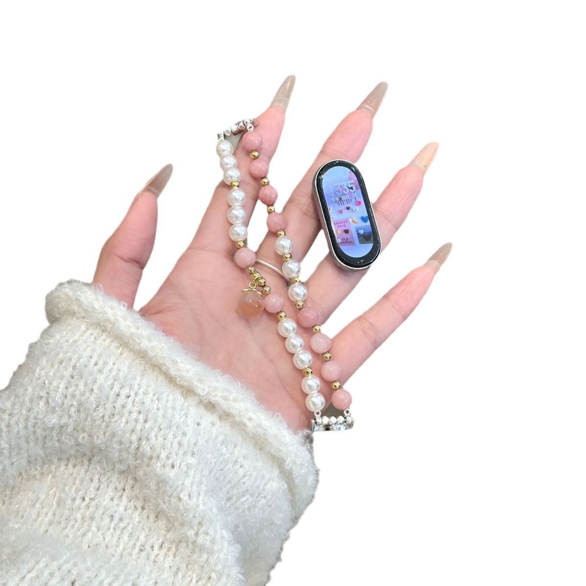Picture of For millet bracelet 9/8 strap new Chinese elastic pearl beaded wristband NFC version 5/6/7 sports strap