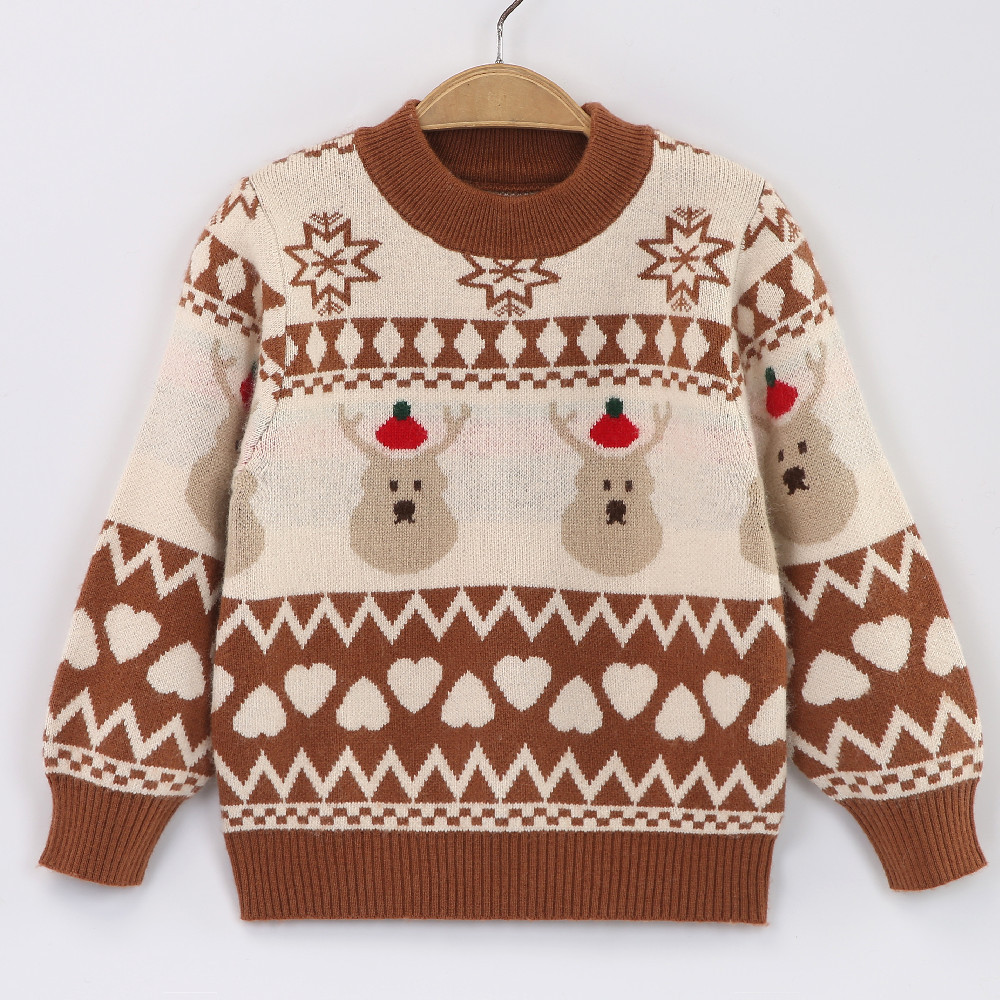 Picture of Factory wholesale children's cashmere sweater Korean version of the high collar cartoon knitted pullover boys baby base sweater girls