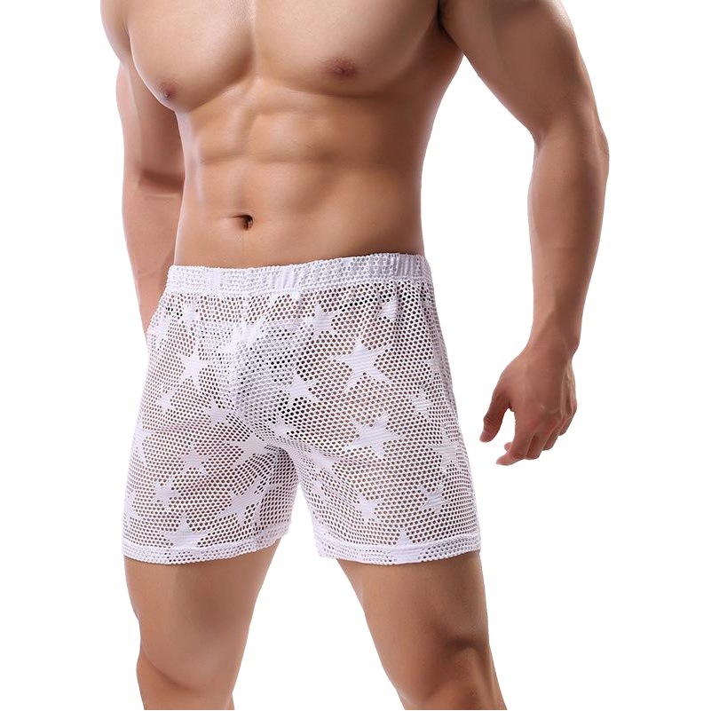 Factory wholesale men's pants Japanese youth leisure and comfortable star mesh hollow breathable pajamas men's foreign trade