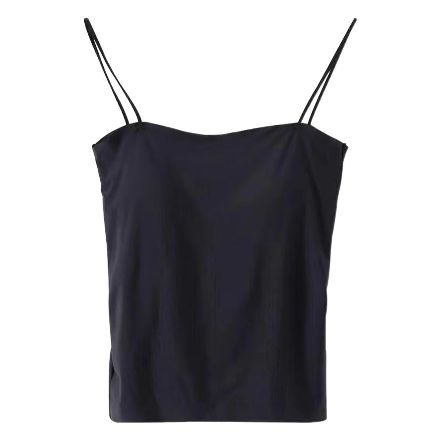 New Solid Color Camisole Women's One-piece Comes with Chest Pad Thin Shoulder Strap Slim Base Tube Top Outer Wear Thin