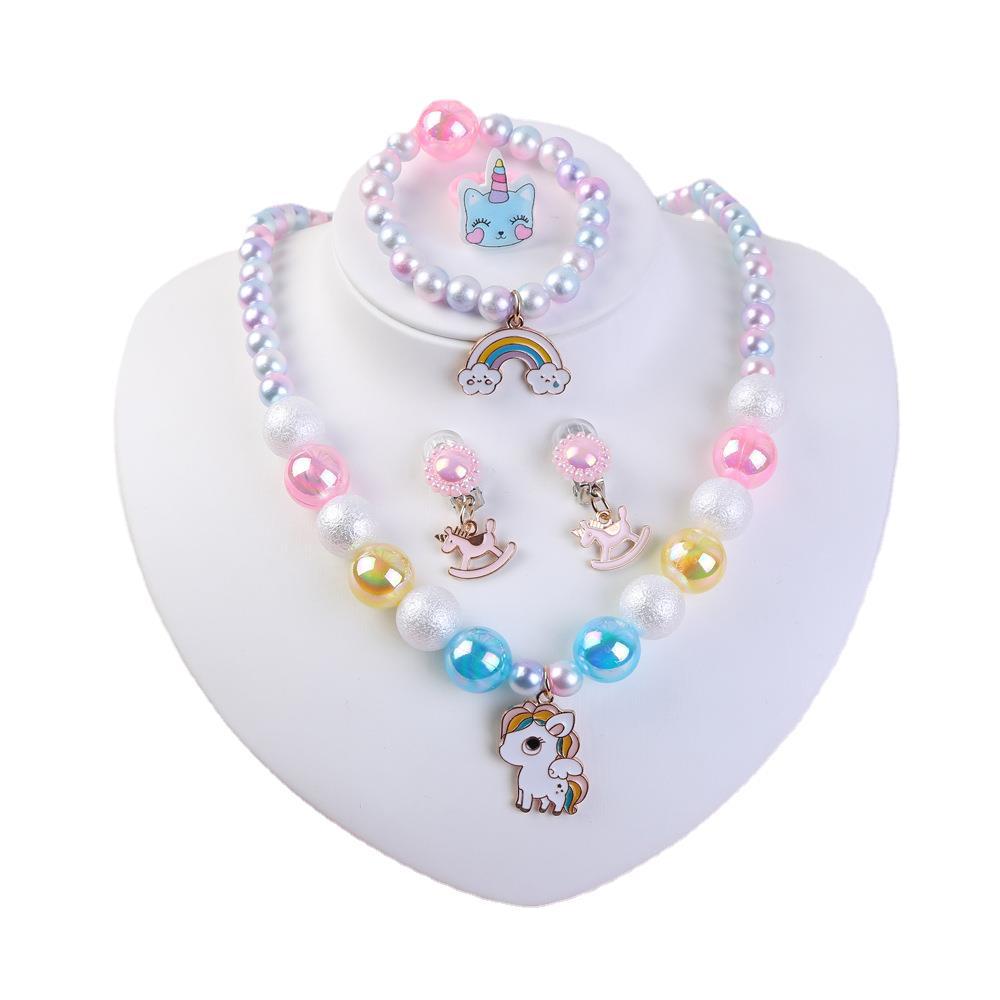 Picture of Amazon New Kidsren's Necklace Unicorn Bead Set DIY Kidsren's Jewelry Girls Ring Necklace Wholesale