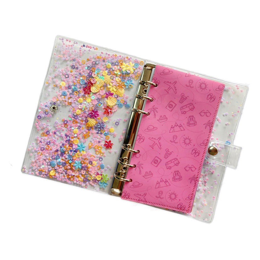 Cross-Border Supply Budget A6Pvc Sequin Plastic Envelope Zipper Bag Loose-Leaf Binder Wholesale Set Business Gifts