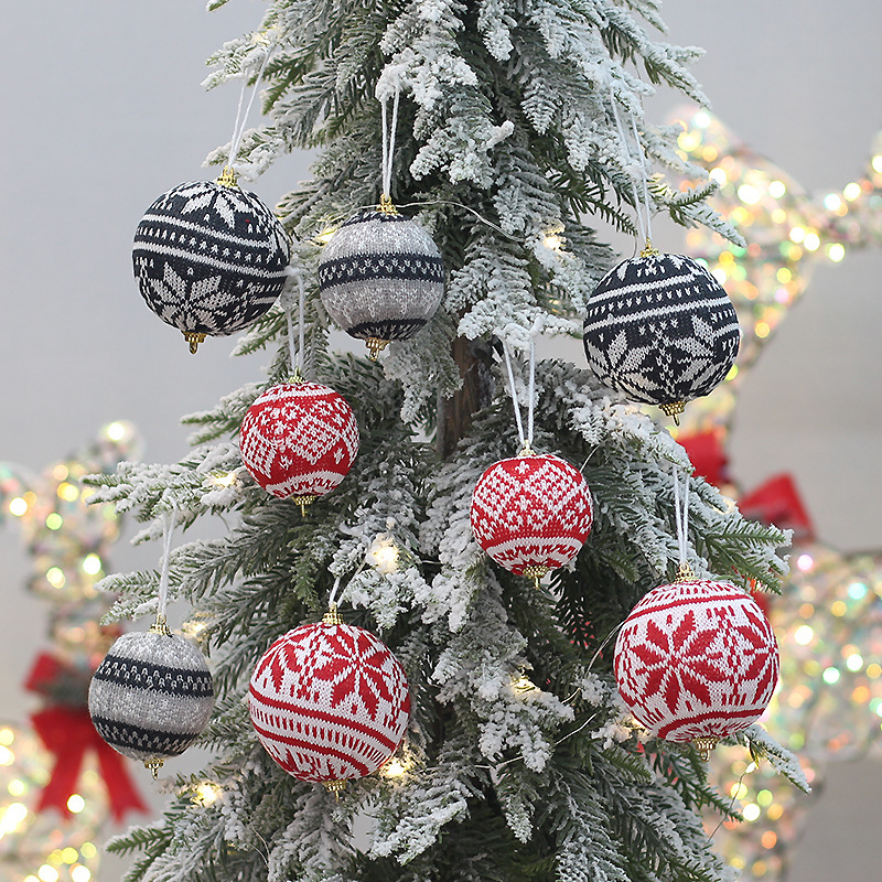 Cross-border new Christmas tree decorative ball knitted fabric boxed Christmas Ball Christmas hot sale decoration pendant
