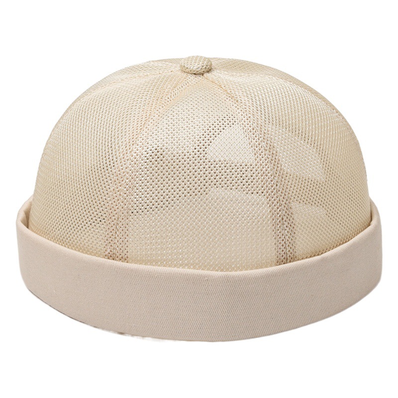 Brimless Melon Skin Hat Summer Hip-Hop Men and Women Yuppie Landlord Hat Thin Breathable Mesh Hat Casual Retro Baotou Hat