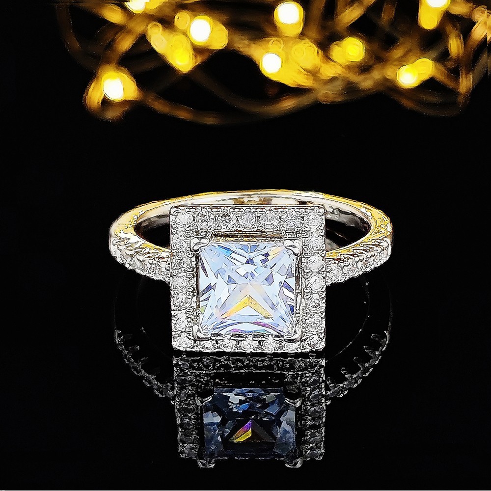Picture of Chinese Valentine's Day Square Hip-Hop Super Flash Zircon Ring Classic Wedding Ring Gift Jewelry Wholesale R6415