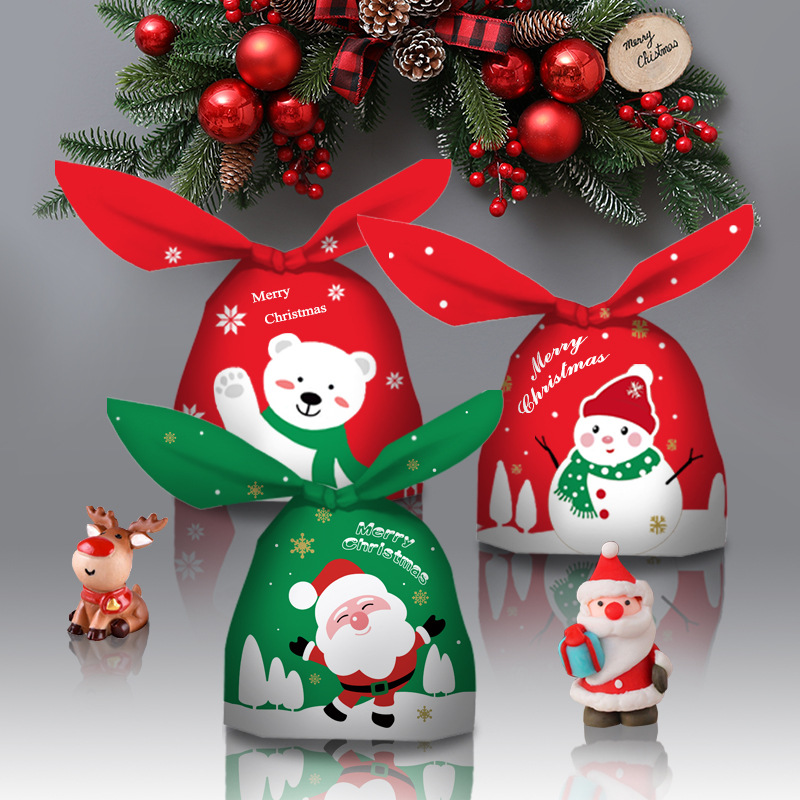 Christmas candy biscuit packaging bag rabbit ears ziplock bag snowflake crisp nougat cookie creative gift bag