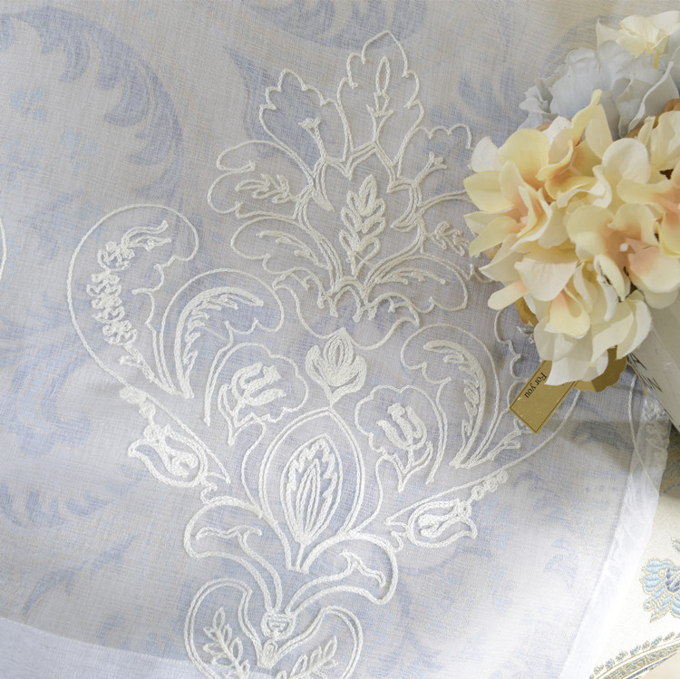 Picture of White European-style curtain window screen fresh garden yarn curtain yarn cotton embroidery embroidery finished processing bedroom