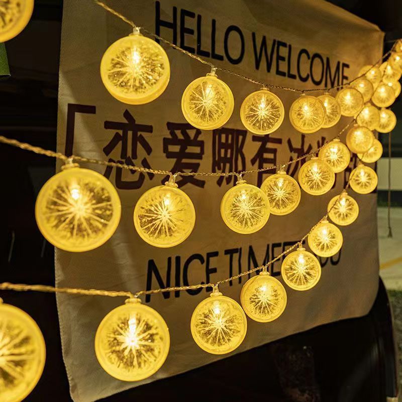 LED light string lemon slices fresh atmosphere decorative lights Internet celebrity stall holiday layout outdoor camping courtyard