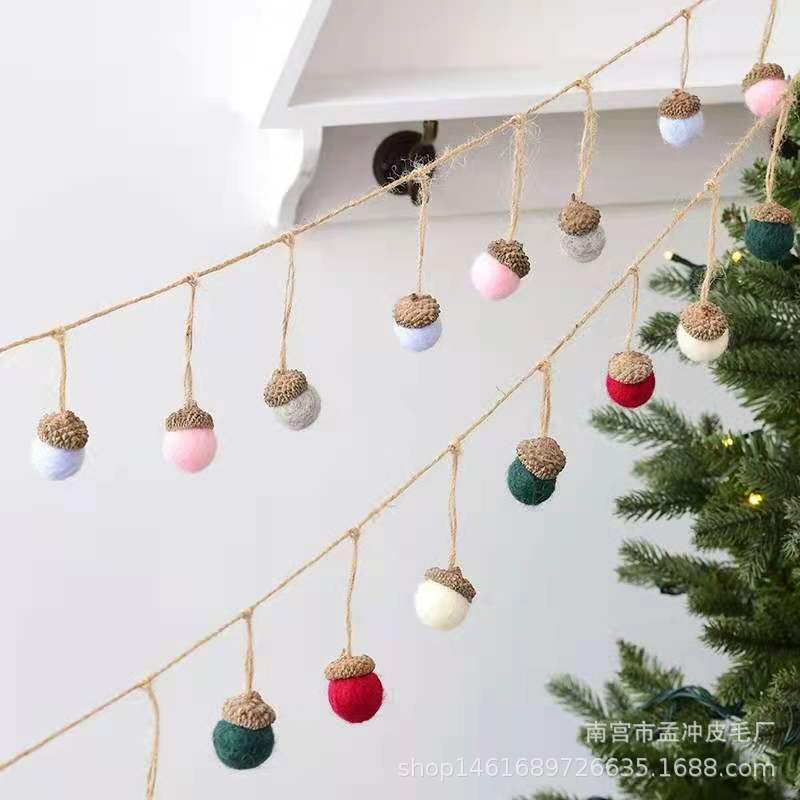 Picture of Cross-border wool felt Acorn ball Christmas ornaments handmade diy material scene layout Christmas tree pendant