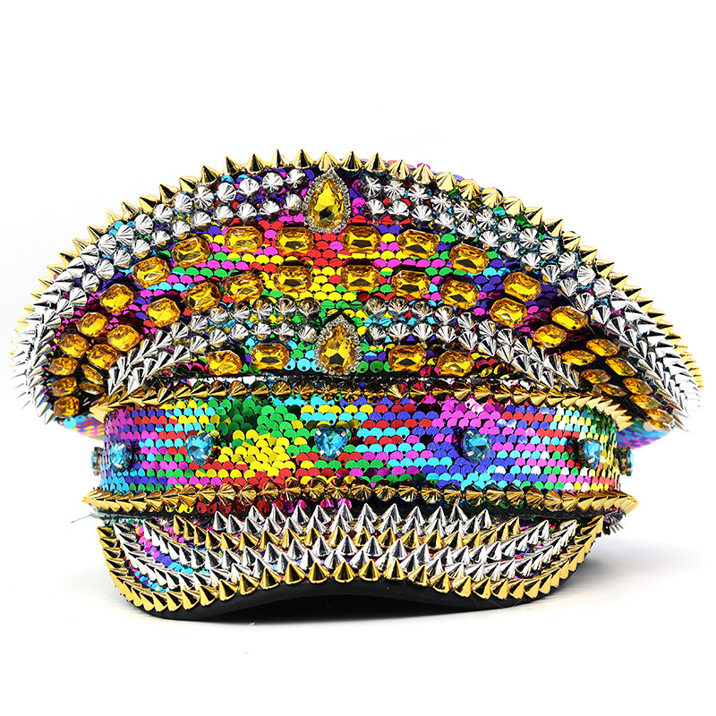 Picture of Cross-border trend Temu AliExpress shein explosion hat color rivet rhinestone sequins navy cap flat cap