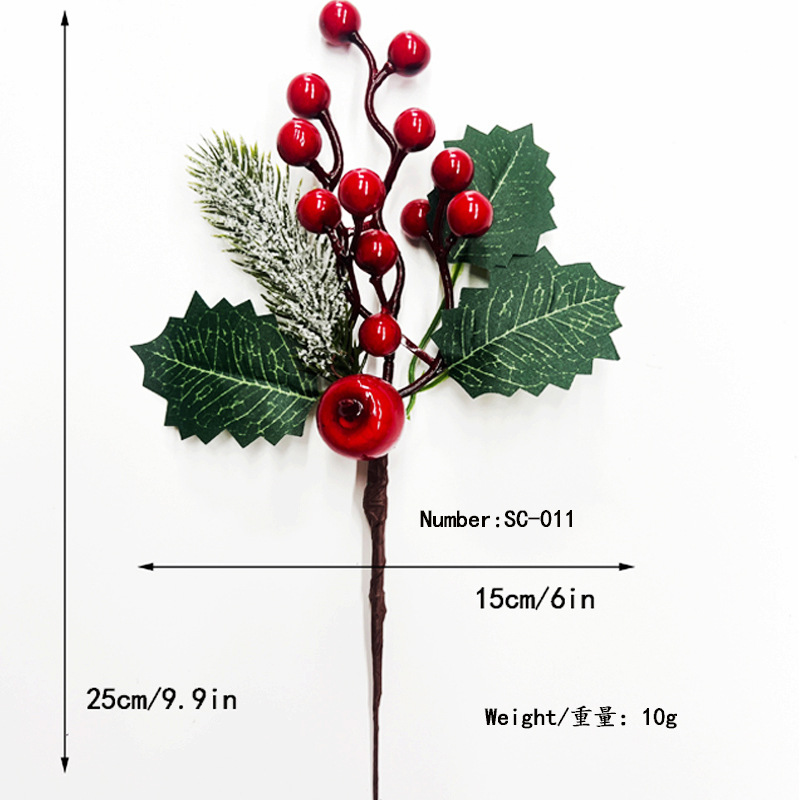 Picture of Cross-Border Christmas Simulation Pine Cone Branches Snowflake Pine Needles Berry Red Fruit Branches Holiday Decoration Cuttings Christmas Pine Needle Bouquet