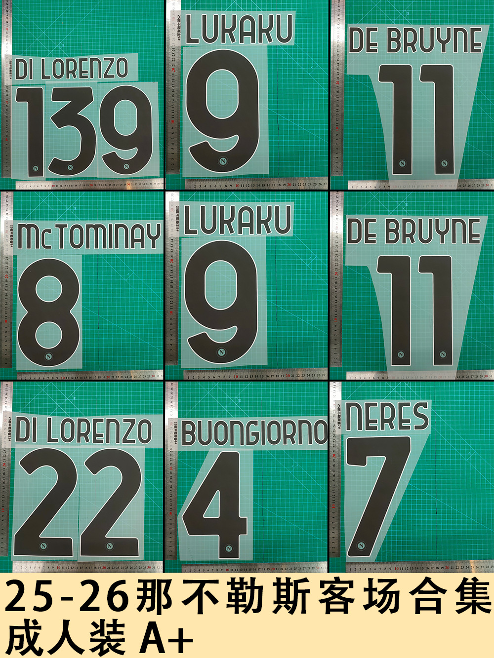 25-26 Napoli away match collection adult wear A+ jersey number letters heat transfer number with thermal transfer texture