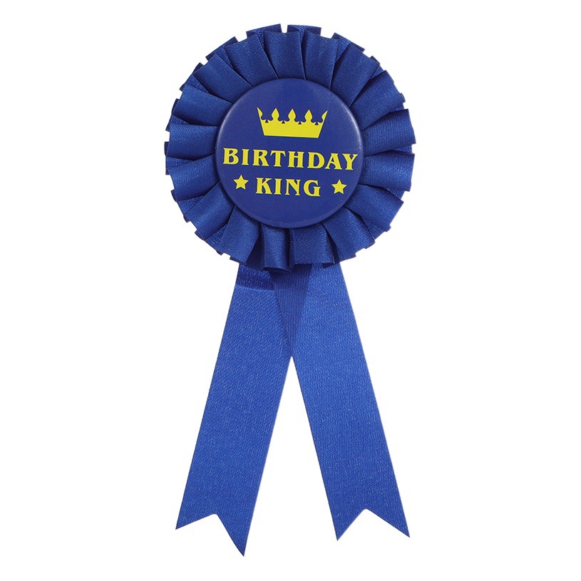 European and American New Men's Birthday Party Badges Blue Gold Black Gold Birthday King Corsage Badges Wholesale