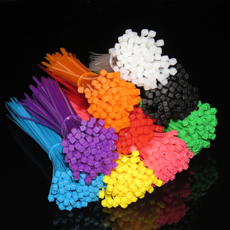 Picture of Factory Wholesale Self-Locking Nylon Cable Ties 4*200 Cable Ties 100 Pieces Per Pack Black and White Red Yellow Blue Green Orange Purple Pink