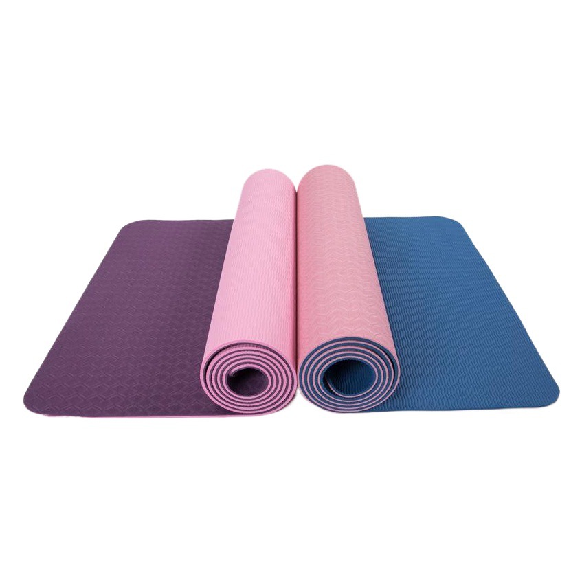 Factory wholesale tpe yoga mat body line widened 68cm double color 6mm yoga mat fitness mat