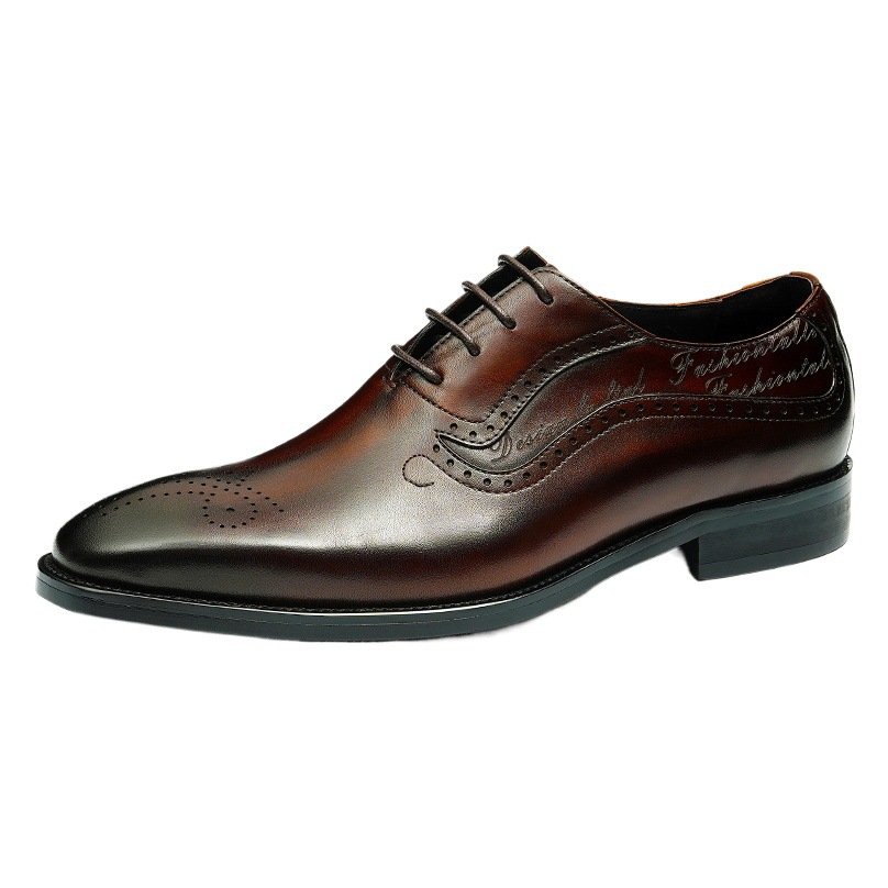 [vip for] pointed leather shoes men's leather European and American men's shoes business dress pointed carved brogue shoes