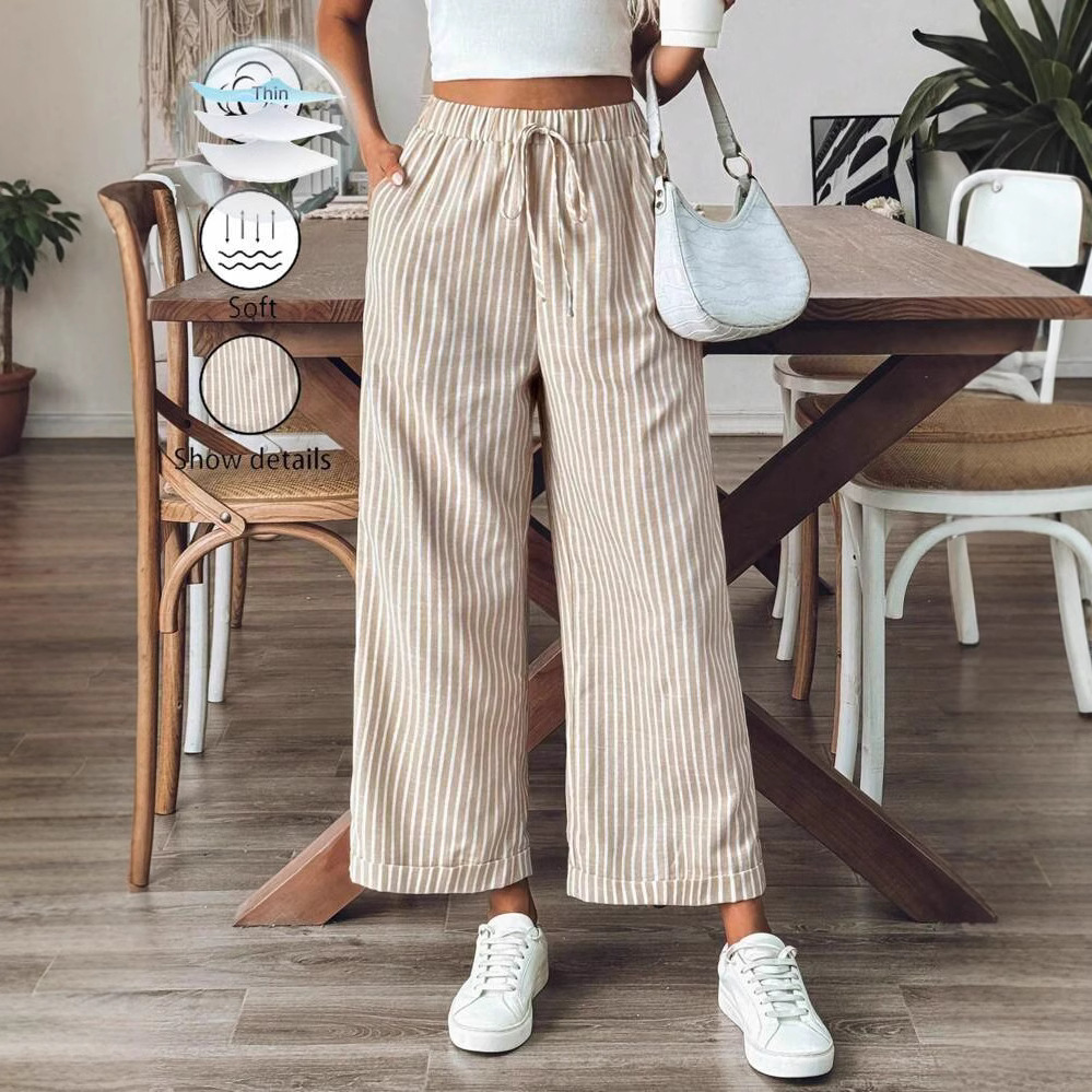 Cross-border a generation of Amazon Europe and the United States 2025 spring and summer new women's old striped pants