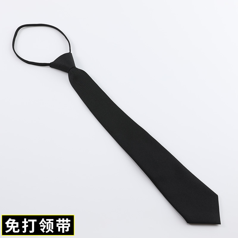 5cm trendy casual Korean style narrow easy to pull lazy zipper tie men's formal wear business black solid color Student women