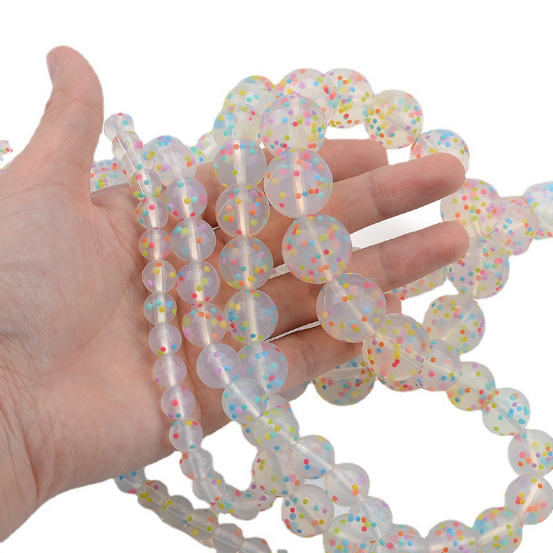 Picture of Transparent Colorful Dot Silicone Beads Jewelry Accessories DIY Handmade Decorative Beads Loose Beads Beading Material Mixed Batch