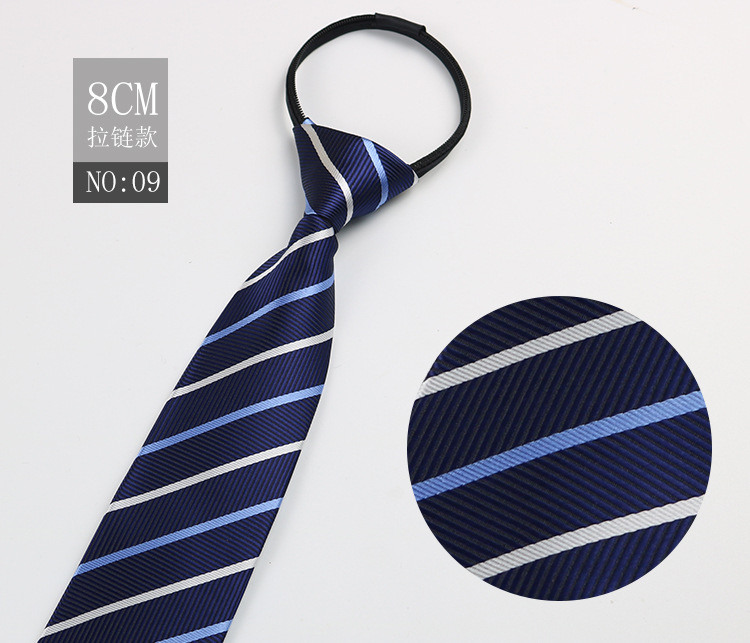 Picture of Factory Black Men's Tie Striped Blue Business Tie Lazy People Knot Free Zipper Tie in stock Wholesale