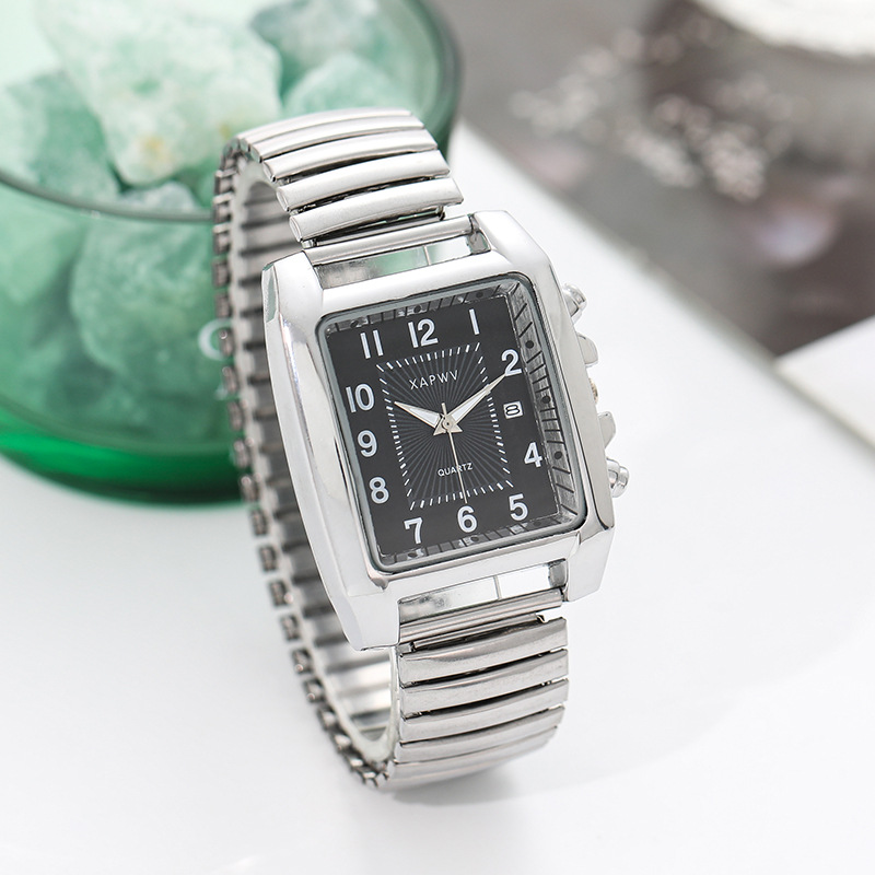Picture of Middle-aged and elderly elastic spring belt old man watch classic generous plate large digital quartz watch suitable for elders gift