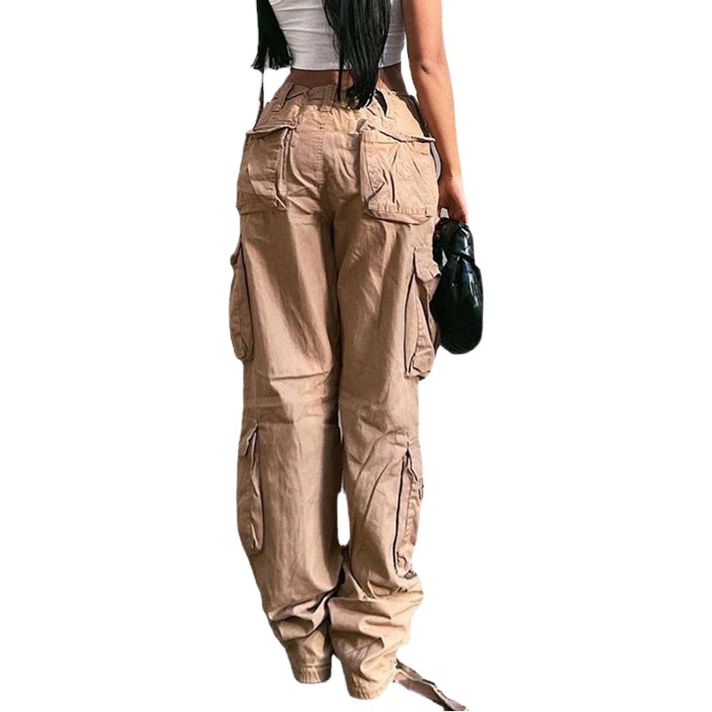 European and American Cross-Border 2022 Autumn and Winter Foreign Trade Women's Street Hip-Hop Style Low-Waist Cargo Denim Long Pants Casual Pants Trendy