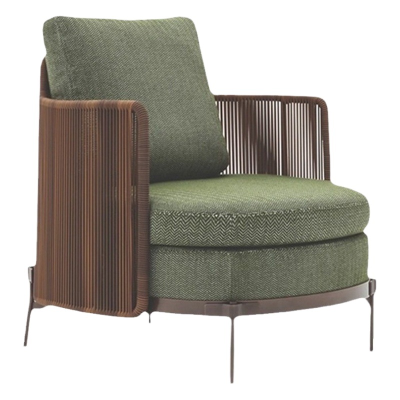 Modern outdoor rattan sofa courtyard waterproof model room B & B balcony leisure single rattan chair backrest leisure chair