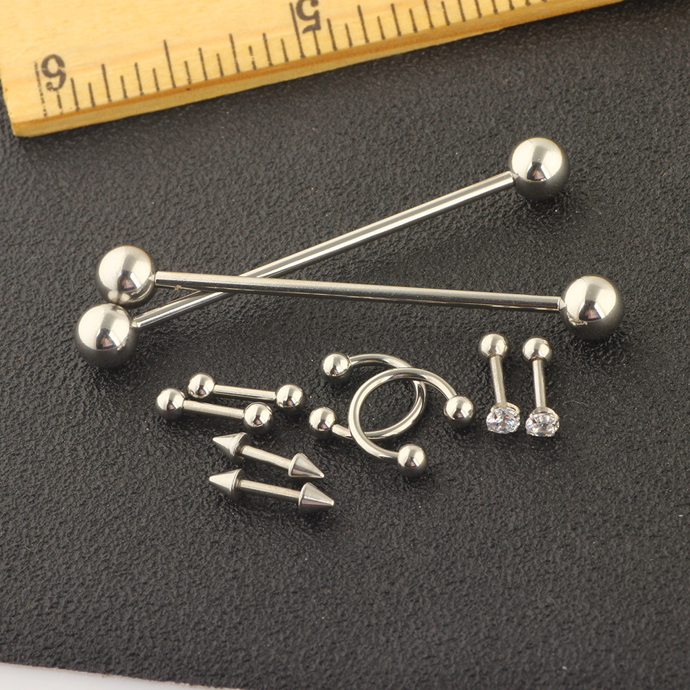 Picture of Amazon EBAY 10 pieces suit piercing jewelry nose ring nose nail eyebrow nail lip nail long rod industrial ear studs