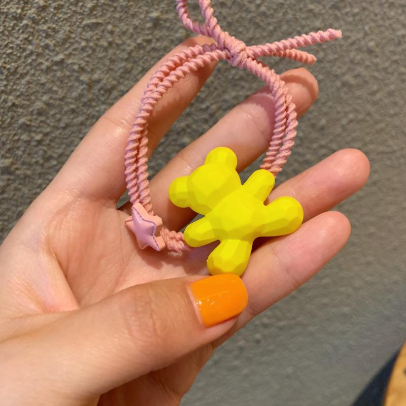 Picture of Ins Colorful Bear Hair Rope Cute Candy Color Frosted Hair Ring Girl's Hair Rope South Korea Ball Head Rubber Band Hair Accessories