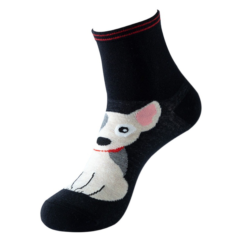 5 Pairs of Women's Socks Mid-Calf Export Dog Pattern Women's Socks Cross-Border Cotton Socks Casual Cartoon Stockings