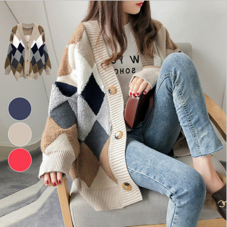 2023 early autumn Net Red very fairy sweater coat women's loose Korean lazy wind knitted cardigan thick