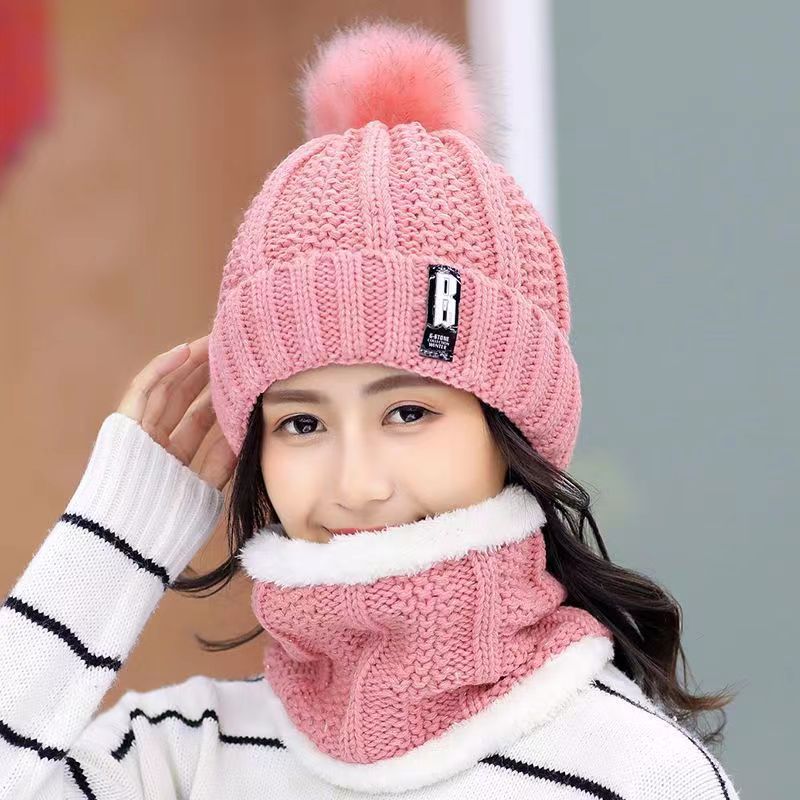 Picture of Hat Women's Autumn and Winter Velvet Thickeneded Korean Style Versatile Warm Cycling Women's Knitted Cold-Proof Hat Ear Protection Hat