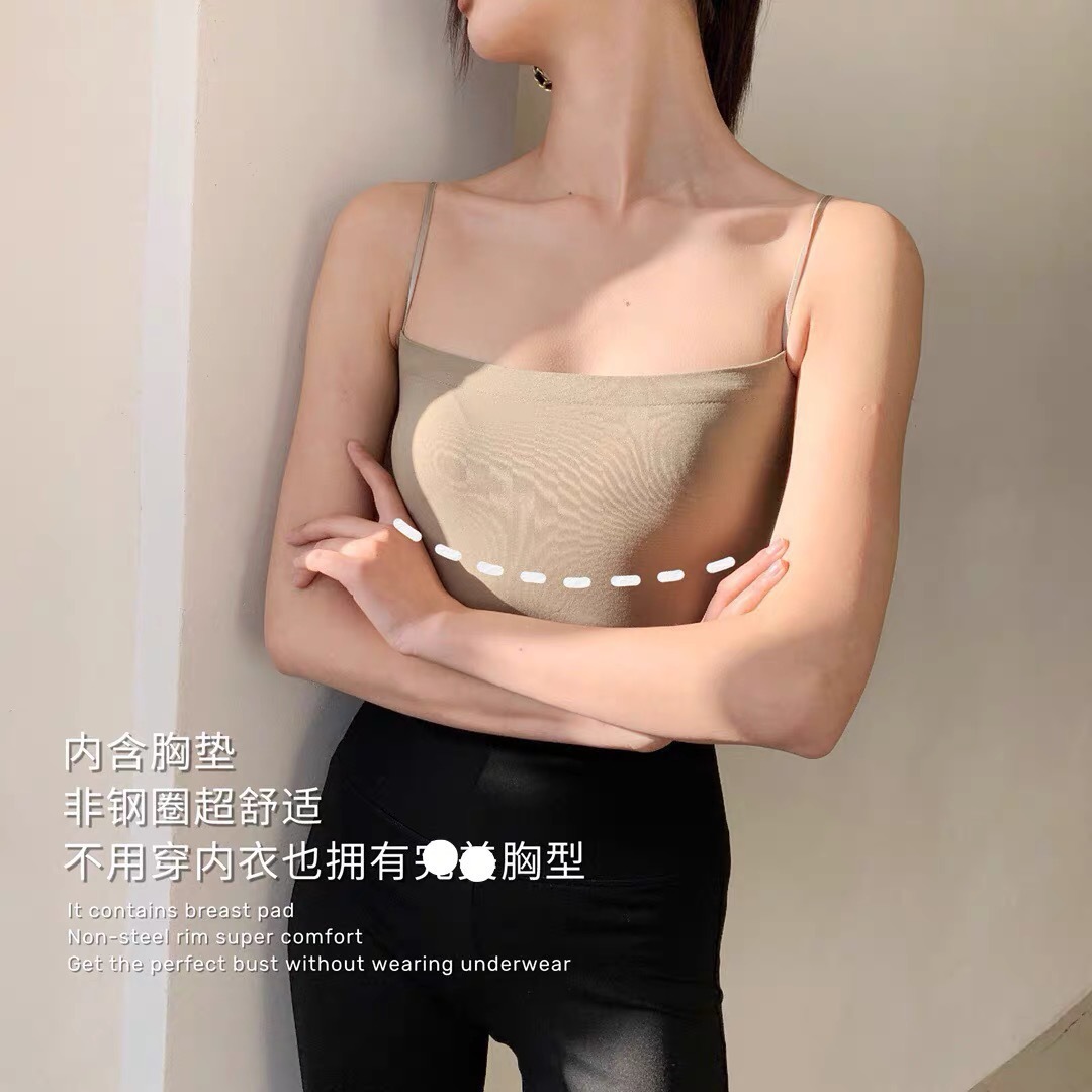 Picture of Live Broadcast Popular 1806 Camisole Seamless Beautiful Back Latex Chest Pad Fixed Cup Outer Wear Bottoming Chest Wrap Intimates for Women