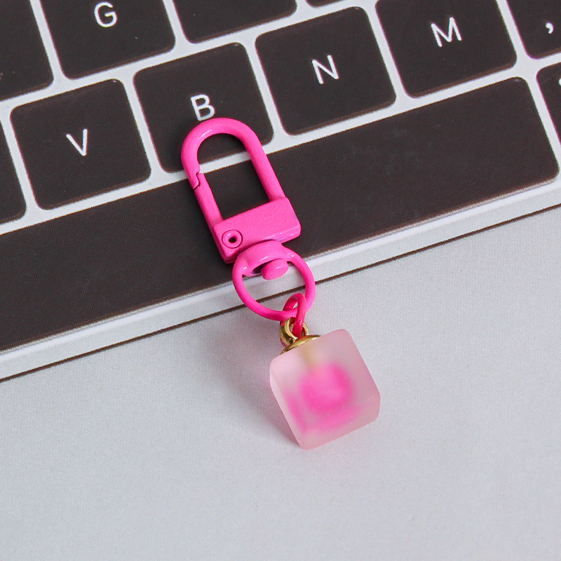 Picture of ins style AB color love beads keychain pendant diamond-shaped cut hanging hole door buckle girl's heart bag bag hanging jewelry