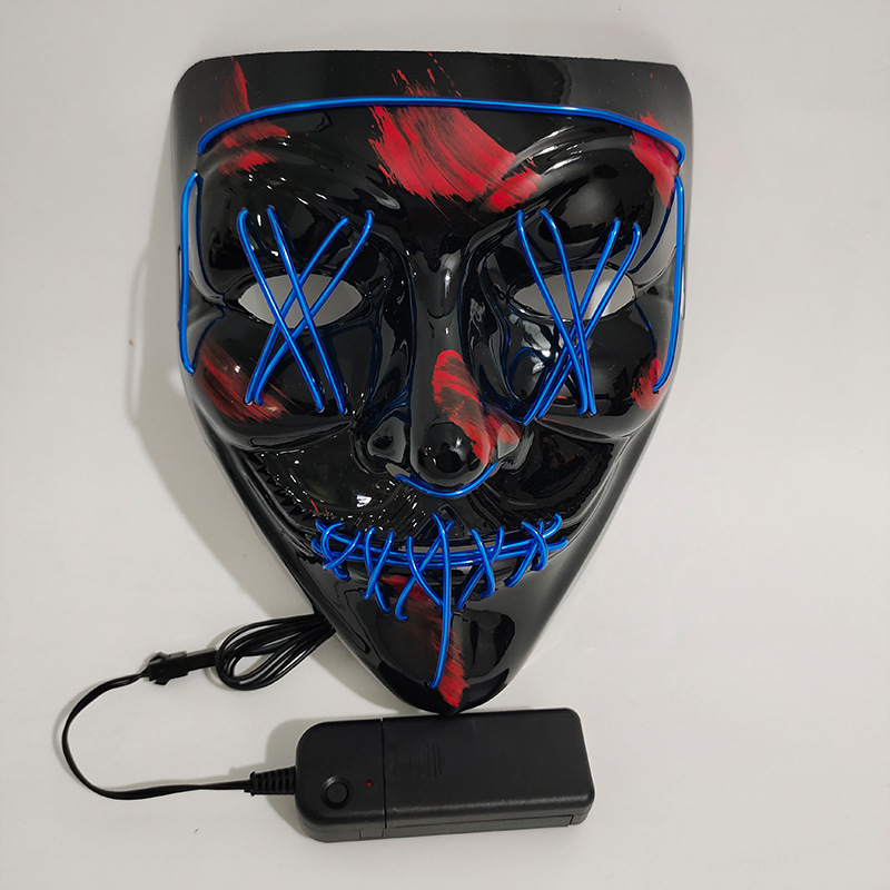 Picture of Spot Amazon Halloween Two-Color Mask El Cold Light Ktv Dance Party Scary Scary Mask Fluorescent